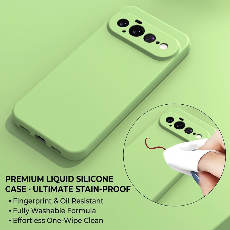 Husa pentru Google Pixel 11 PRO XL OEMG® Silicon case, protectie militara, interior din microfibra-Verde Pastel