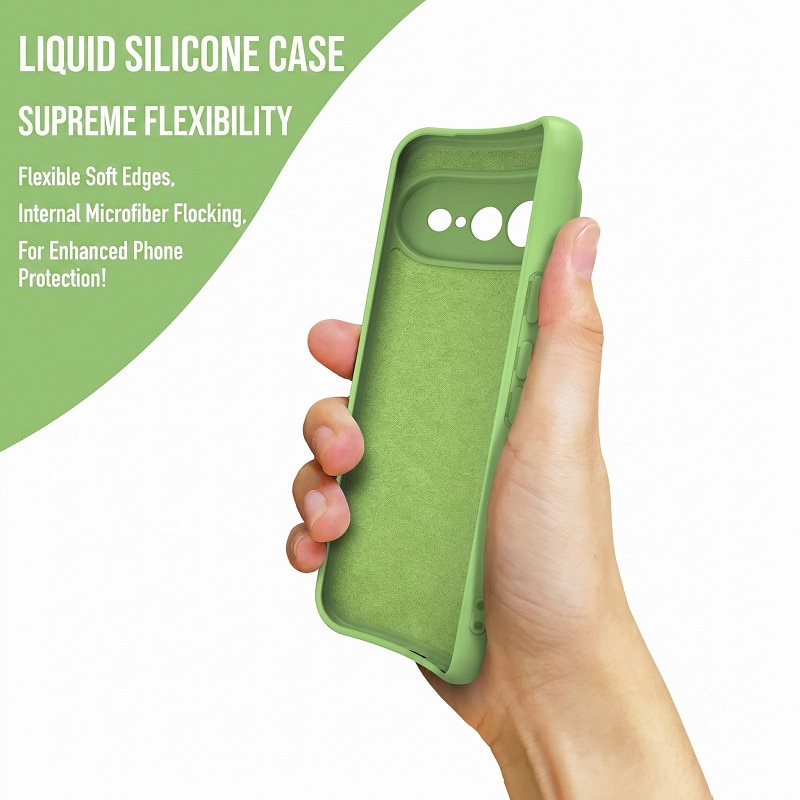 Husa pentru Google Pixel 11 PRO XL OEMG® Silicon case, protectie militara, interior din microfibra-Verde Pastel