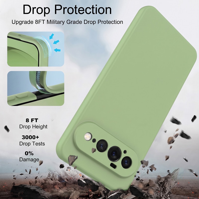 Husa pentru Google Pixel 11 PRO XL OEMG® Silicon case, protectie militara, interior din microfibra-Verde Pastel