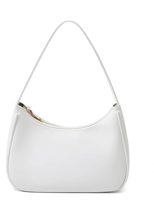 Geanta de umar dama mini alba 26x17x10cm piele PU cu fermoar