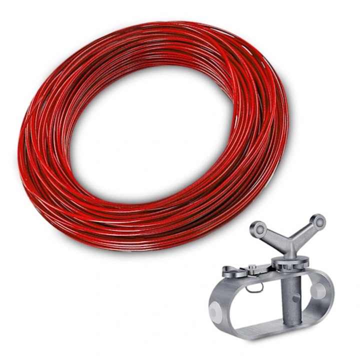 Troliu si cablu protectie piscina 40m aluminiu inox