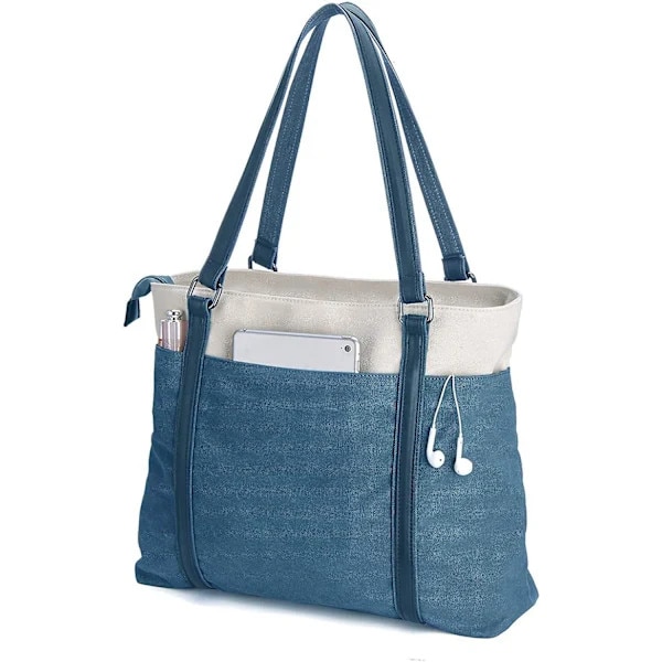 Geanta tote laptop 15,6 inch, canvas, captusita, multicolor, 23x40x15cm
