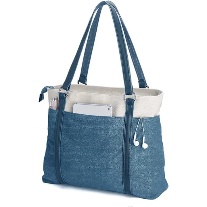 Geanta tote laptop 15,6 inch, canvas, captusita, multicolor, 23x40x15cm