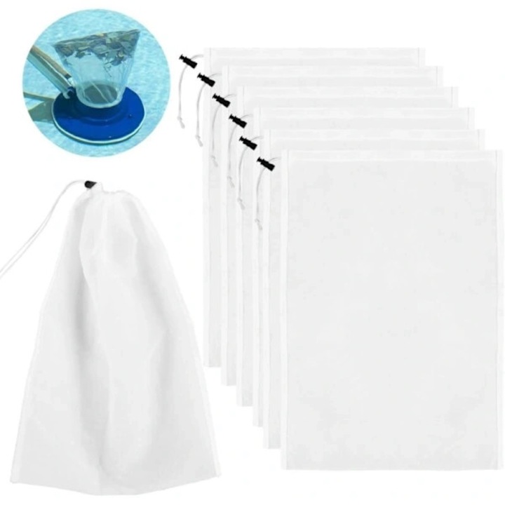 Set 6 saci filtru pentru aspirator piscina, nylon, 31x23cm