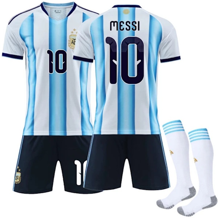 Tricou fotbal copii adulti Argentina echipa nationala numar 10 alb albastru