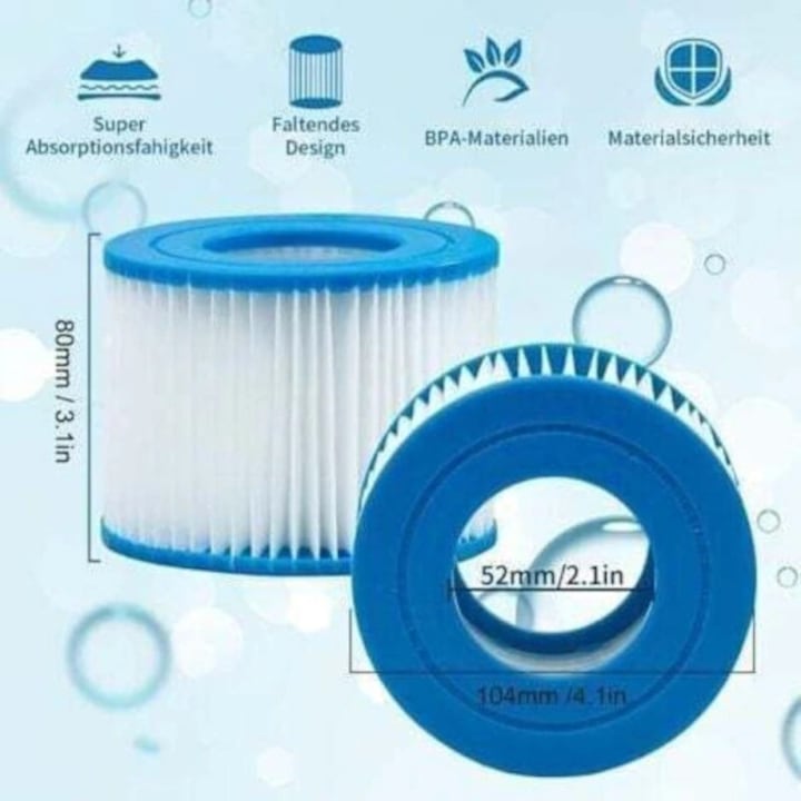 Set 4 cartuse filtru tip H, 90x102x30mm, alb