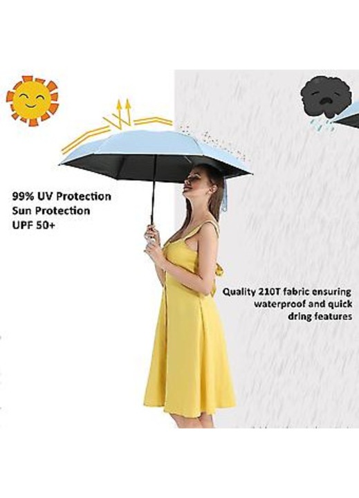Umbrela de buzunar, 6 spite, albastru cer, 18x90x55cm, protectie solara UPF 50+
