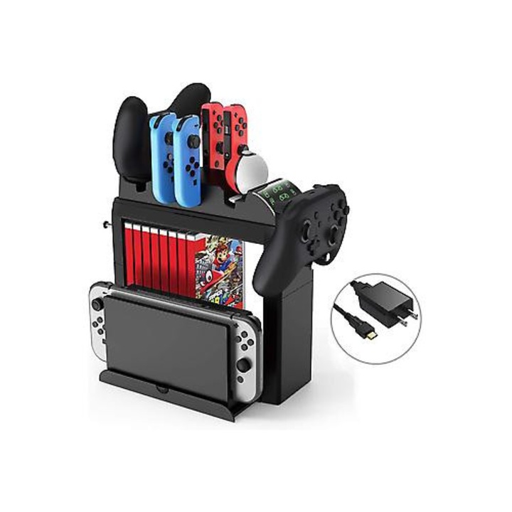 Станция за зареждане и съхранение на аксесоари Nintendo Switch многоцветна 6 в 1 12x15 слота