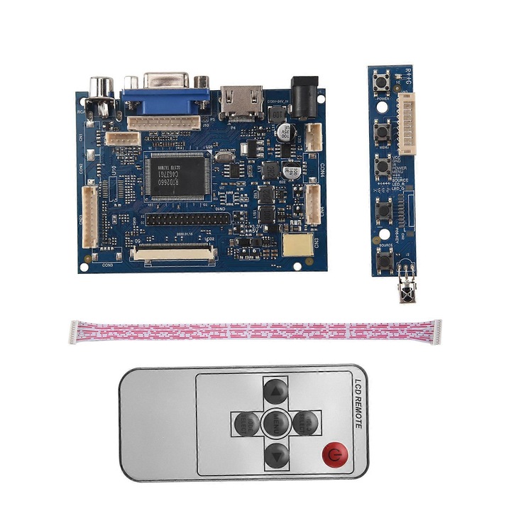 Placa driver LCD 7-10.1 inch, suport AV reversibil, albastru, 12V