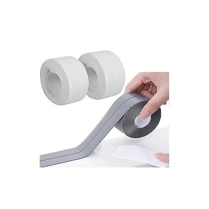 Комплект от 3 самозалепващи уплътнителни ленти, PVC, сиво-бял, 300x2.2см