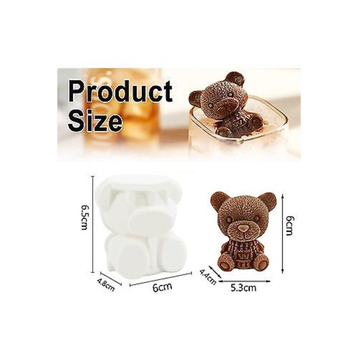 Set 2 forme silicon urs alb 6.5x6x4.8cm pentru cuburi gheata si bomboane