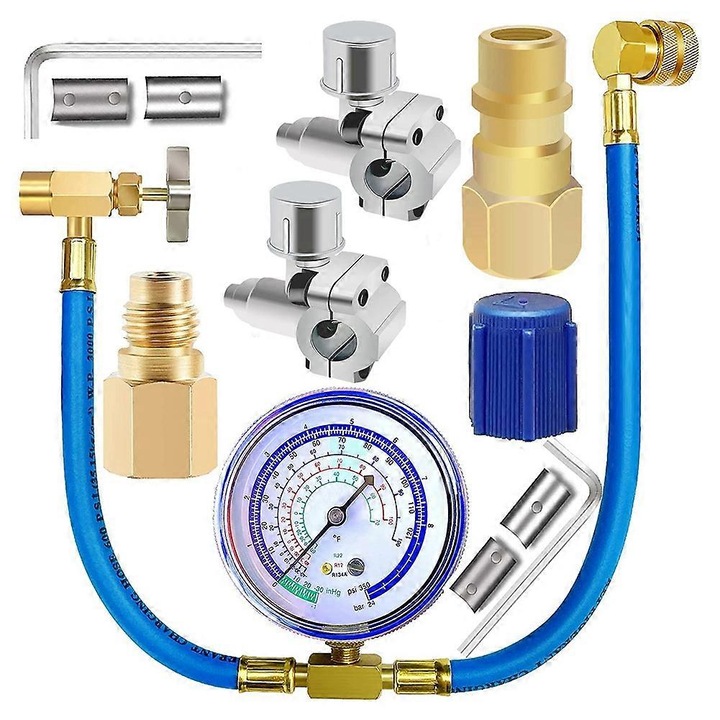 Furtun reincarcare freon R134A cu manometru set valve BPV31 metal cauciuc