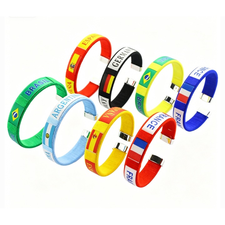 Multicolor rugalmas nemzeti csapat szurkolói karkötő szett 20x2cm