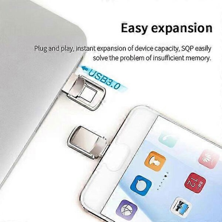 Memorie USB 2TB metalica, rezistenta la apa si socuri, argintiu, 3.1x1.3x1cm