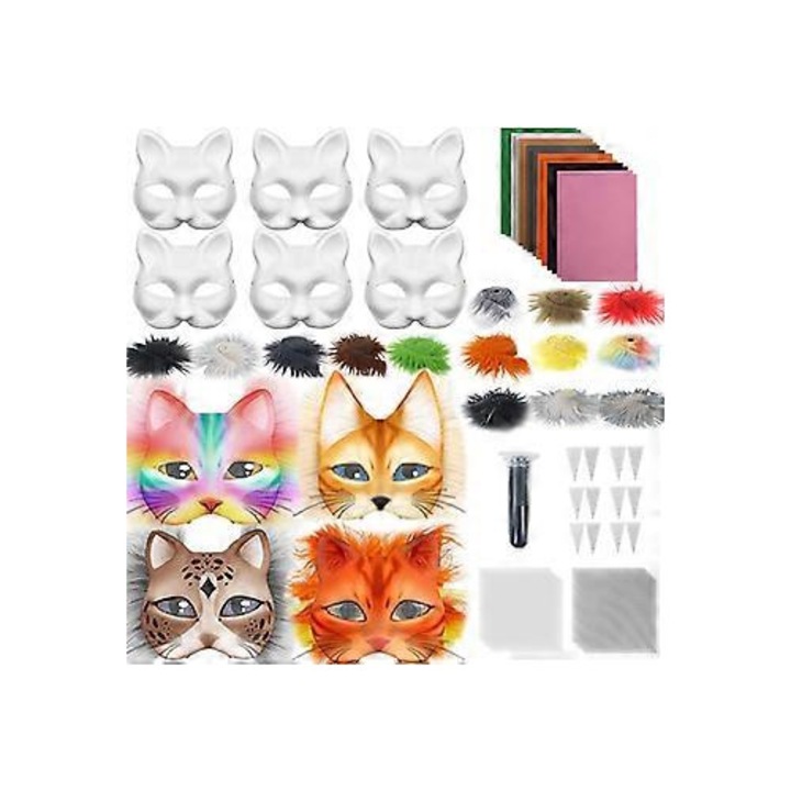 Set costum carnaval pisica DIY 42/29 piese multicolor