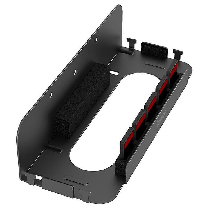 Suport perete pentru Nintendo Switch, organizator jocuri si controllere, otel, negru
