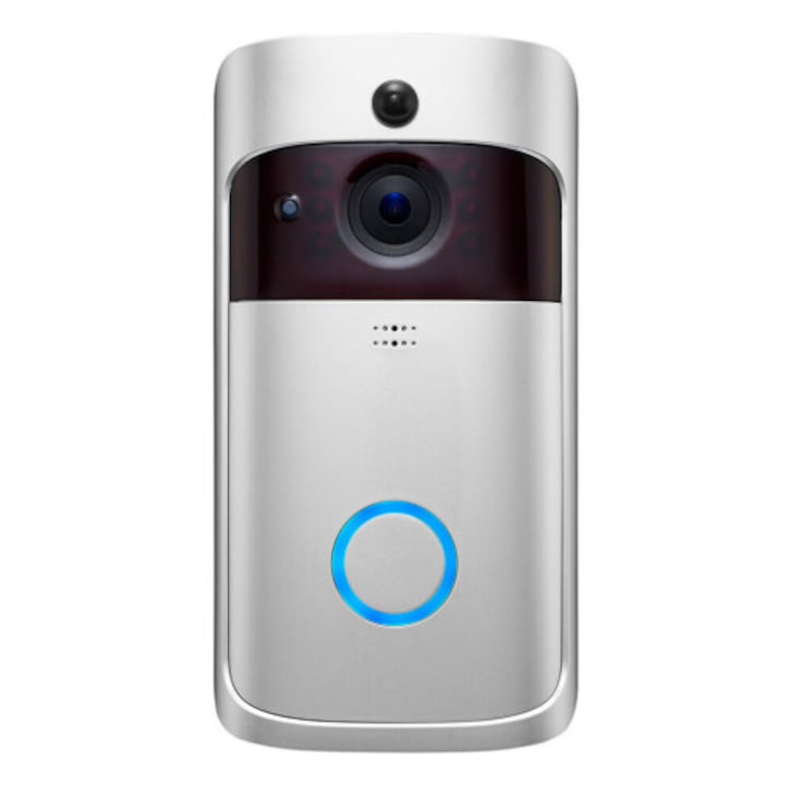Vezeték nélküli WiFi videó csengő, kaputelefon, biztonsági kamera, fehér