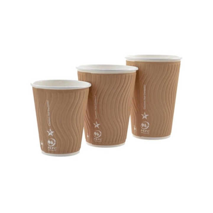 Pahar hartie Huhtamaki Impresso Natural 250ml bej 80mm set 37 buc