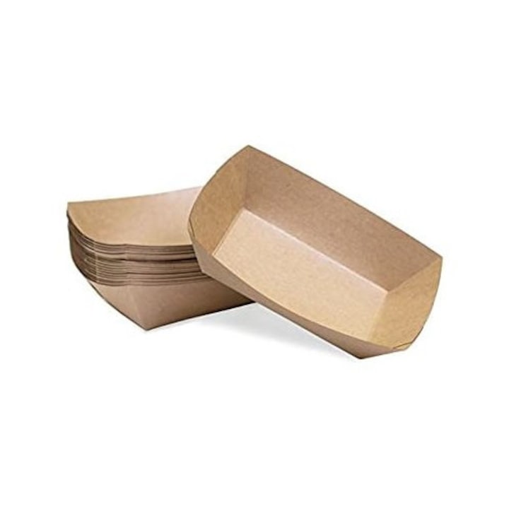 Tava adanca BIOPACK, hartie kraft, 370ml, 158x125x40mm, set 100 buc