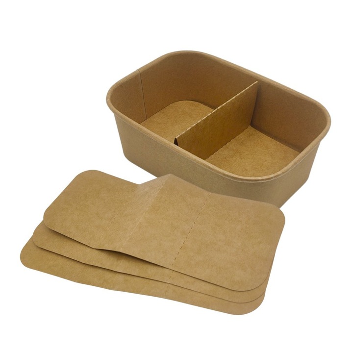 Separator din hartie pentru boluri salata BIOPACK 800ml 1000ml set 50 buc