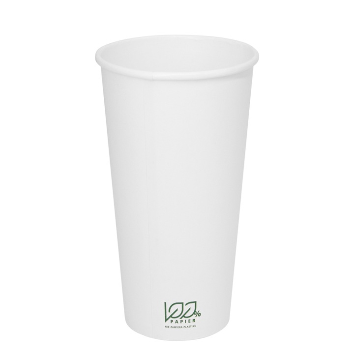 Pahar hartie Biopack 650ml alb 90x63x168mm set 50 buc