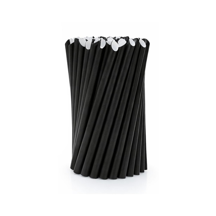Biopack papír szívószál, fekete, 19.7x1.2cm, 100 db-os szett