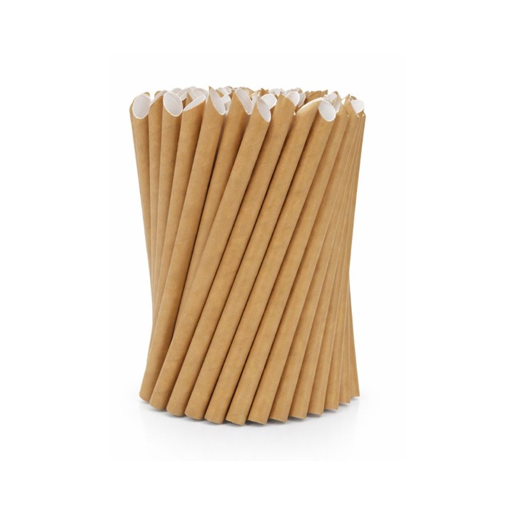 BIOPACK papír szívószál 197x1.2cm barna kraft szett 100 db