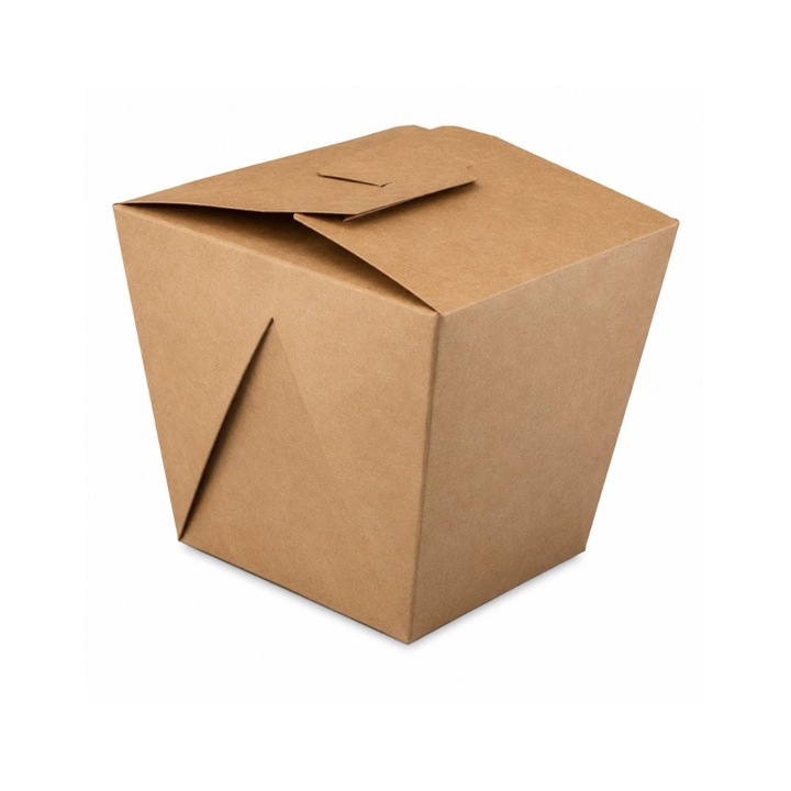 Cutie alimentara BIOPACK kraft 750ml plastic free maro 80x70x95mm set 60 buc