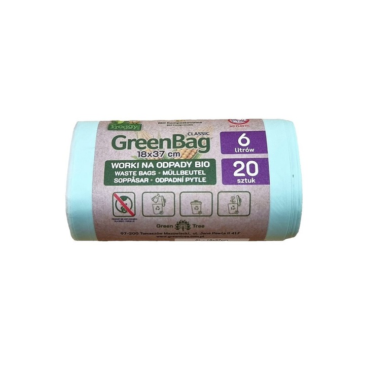 Biopack komposztálható szemeteszsák 6l 18x37cm 20db világoszöld