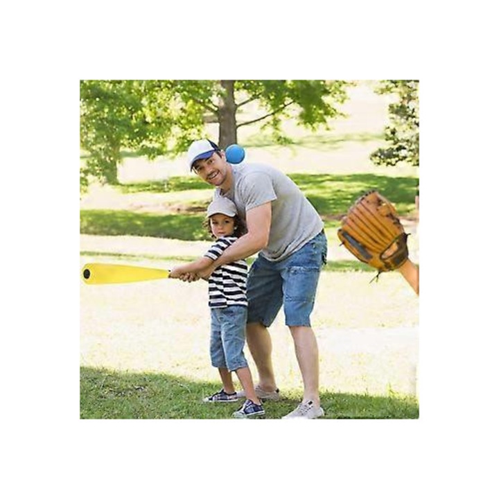 Gyermek baseball szett, ütő és hablabda, kék-sárga-piros, 54cm