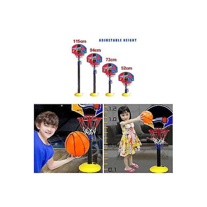 Gyermek mini kosárlabda szett, állítható, műanyag, többszínű, 110cm