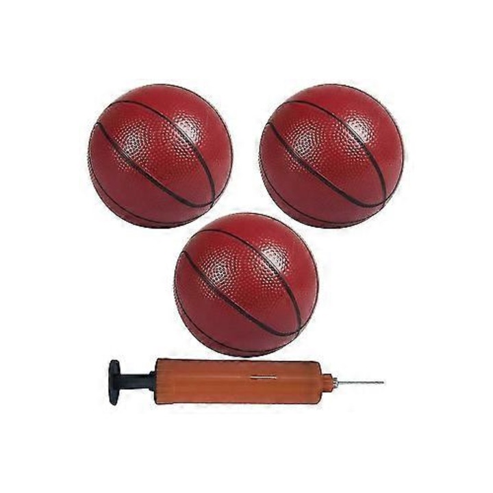 Комплект от 3 мини баскетболни топки от PVC, многоцветни, 17x17x9см, с помпа
