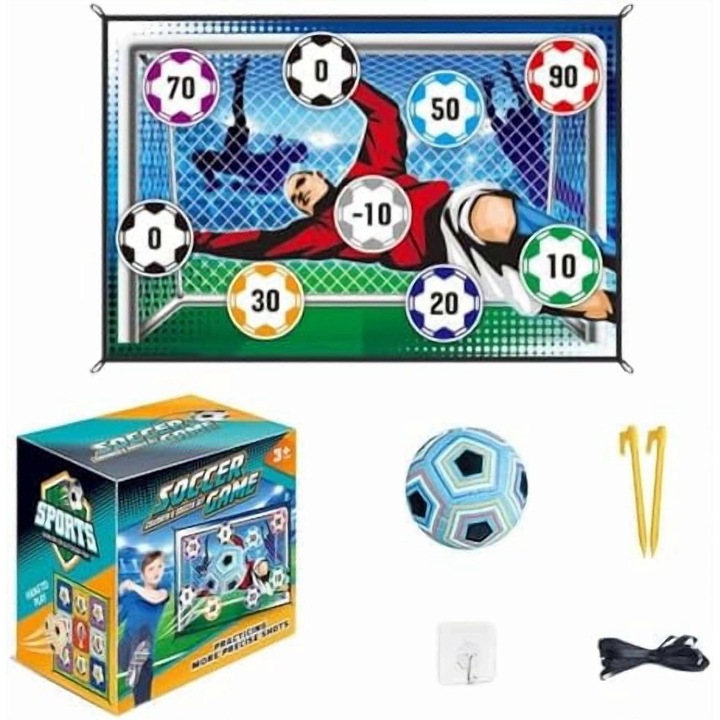 Set joc fotbal, tinta pliabila, covoras flanel albastru, minge 1 buc