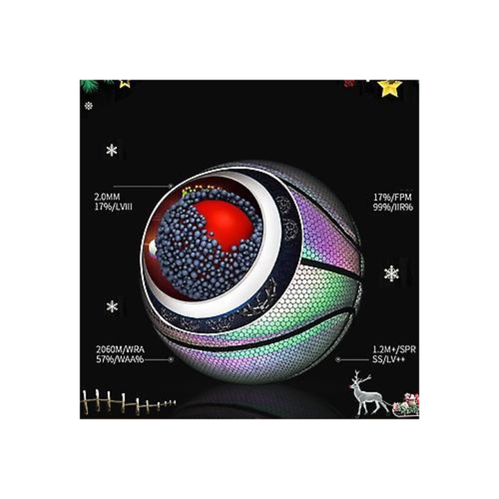 Világító kosárlabda PU szivárvány 24.6cm