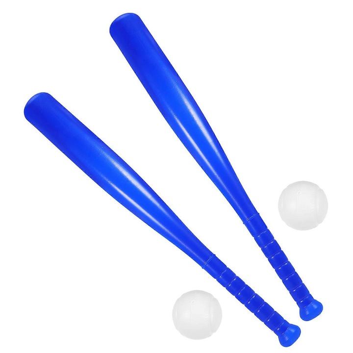 Gyermek baseball szett, műanyag, kék, 43.5x4.3x4.3cm, 2 ütő és 2 labda