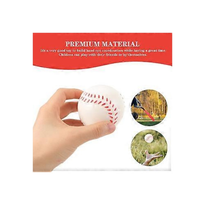 Gyermek baseball szett, ütő és 4 labda, piros, 30x15x5cm