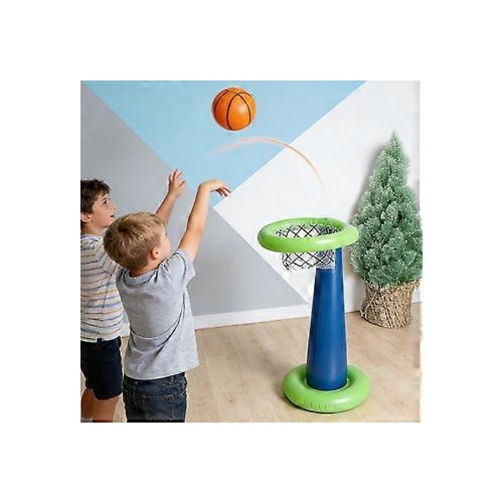Felfújható kosárlabda szett, PVC, hordozható, 60x50x30cm, többszínű