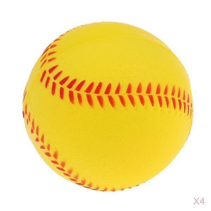 4 db edző baseball labda szett, puha PU, sárga, 9 hüvelyk