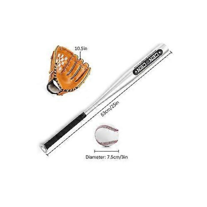 Baseball szett, alumínium ütő 63cm, PVC kesztyű, labda, rózsaszín