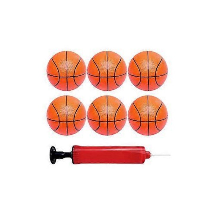 Set 6 mingi baschet mini, PVC, rezistente, multicolor, 10cm