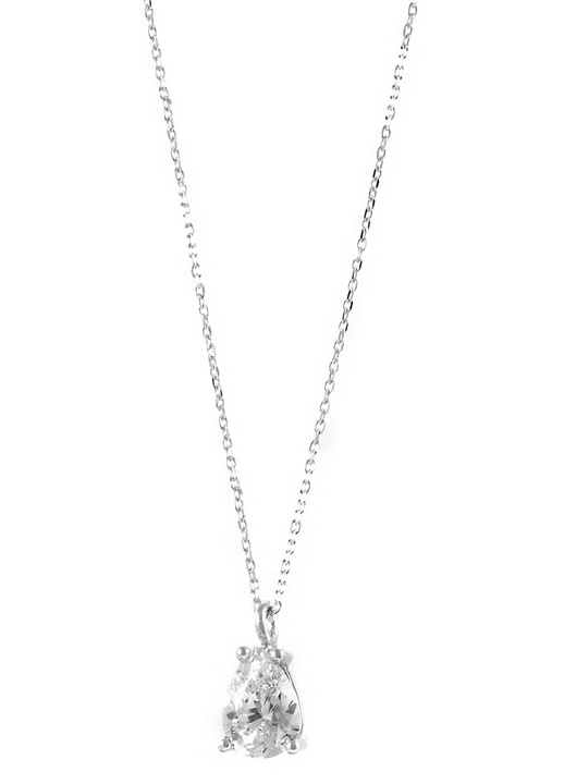 Colier aur alb 9 carate cu piatra alba zircon