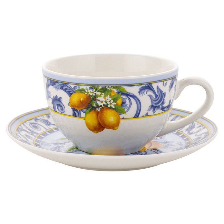 Cana cu farfurioara Siciliano 220ml alb