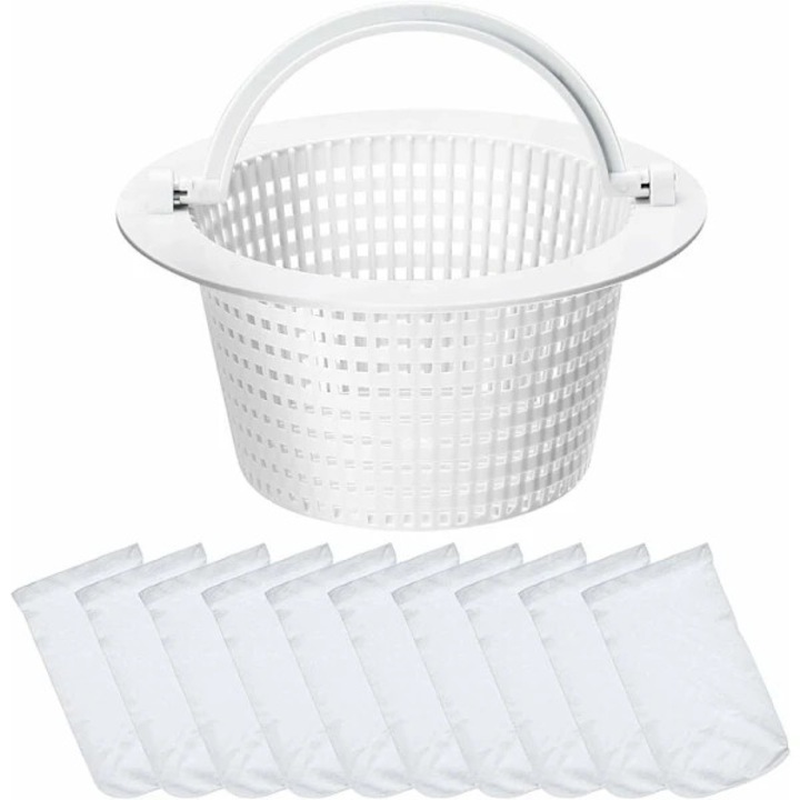 Cos filtru pentru piscina set cu 10 huse elastice din nylon alb 12.4x15.9x7.6cm