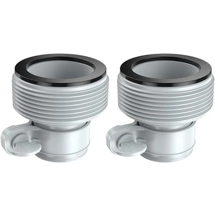 2 darabos készlet, B típusú medence tömlő adapterek/csatlakozók, kompatibilis 3.2-3.8 cm (25-1.5), tartós műanyagból, föld feletti medencékhez, fehér/szürke, 4 x 3 x 4 hüvelyk