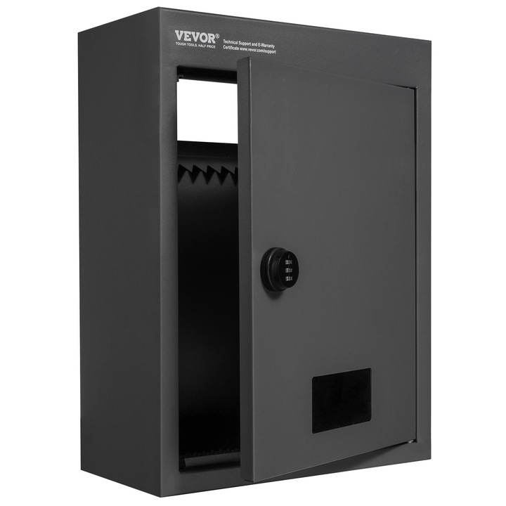 Пощенска кутия VEVOR 32x16x43 см, черна стомана със заключване