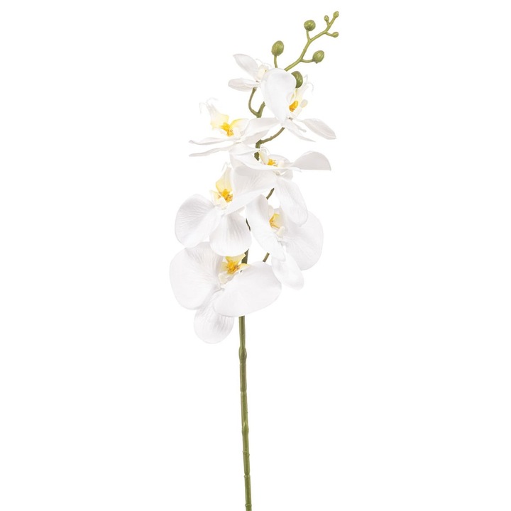 Декоративна клонка Phalaenopsis, изкуствена, бяла, 84 см