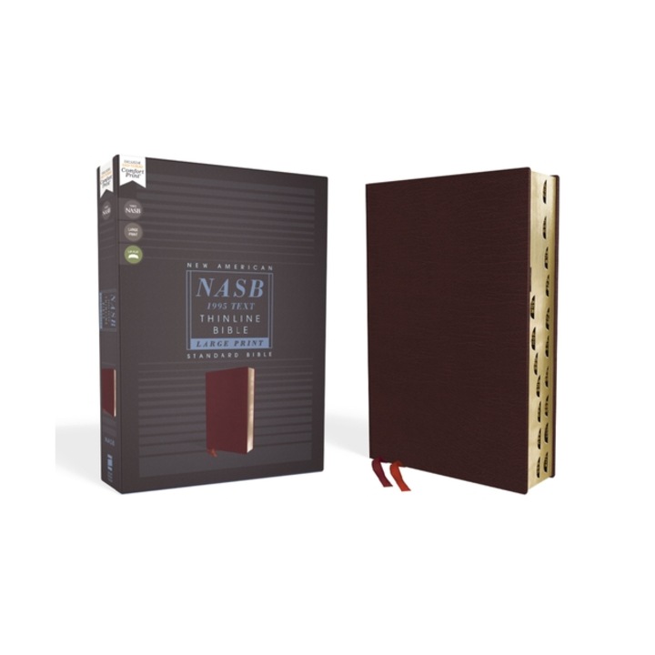 Nasb, Thinline Bible, Large Print, Bonded Leather, Burgundy, Red Letter Edition, 1995 Text, Thumb Indexed, Comfort Print