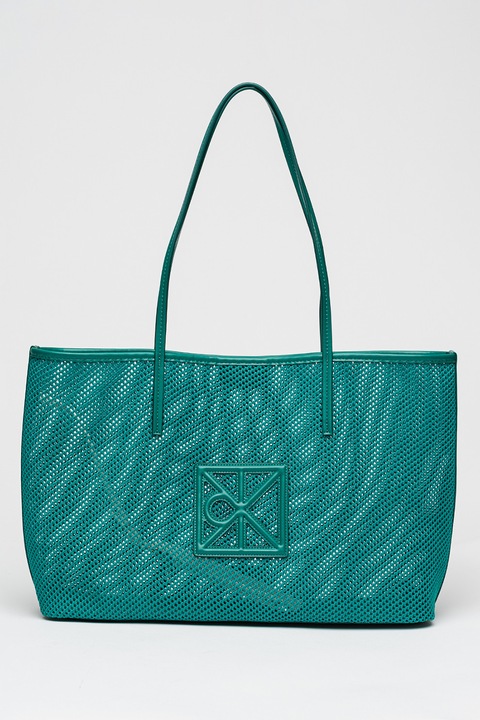 CALVIN KLEIN, Geanta tote de plasa cu logo, Verde smarald