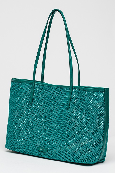 CALVIN KLEIN, Geanta tote de plasa cu logo, Verde smarald