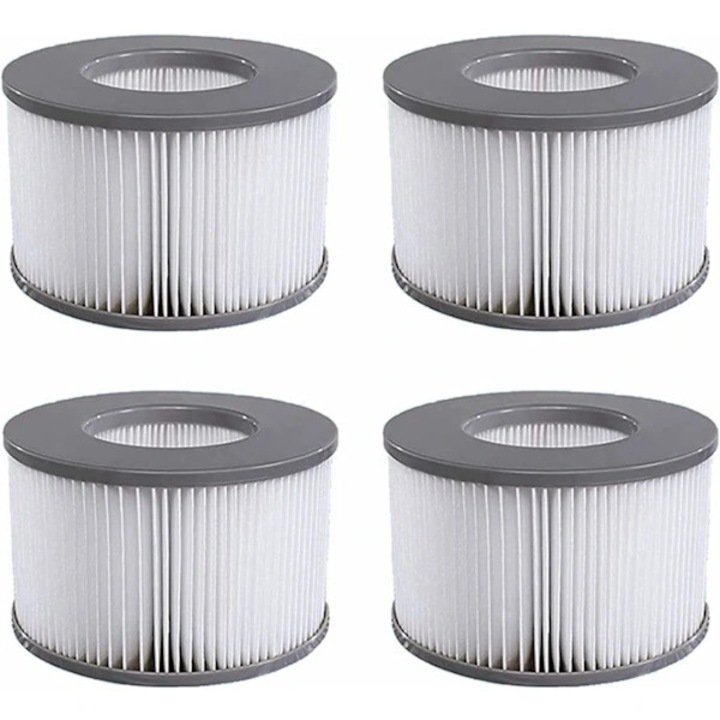 Set 4 bucati, Cartus filtru spa Pastreaza apa proaspata, cu filtrare puternica, reglabil, durabil, membrana filtranta ingrosata cu orificiu turnat prin injectie, alb/gri, suprafata filtranta 4.000 cm²